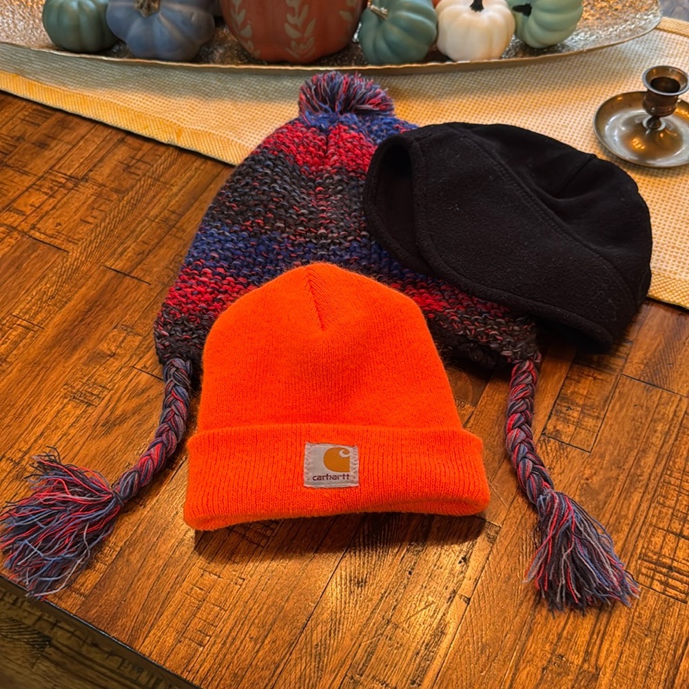 BUNDLE- 3 hats - kid (3-6 years) warm cozy cold weather